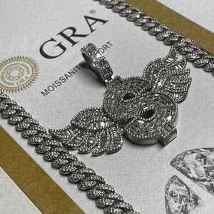 VVS Moissanite Cuban Chain + Pendant Combo